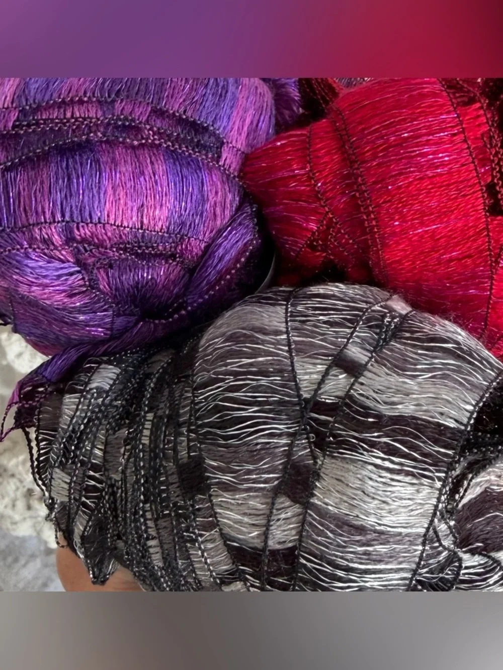 Red Heart Ruffle Ribbon Yarn Lot 5 Skeins Scarf Crochet Knit DIY